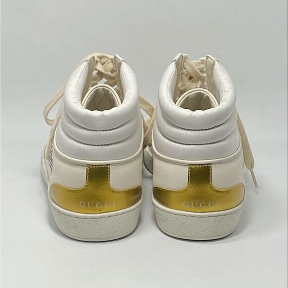 GUCCI Calfskin Ace Gucci Band Mens High Top Sneakers size 9.5/ US size 10.5 - Picture 5 of 14